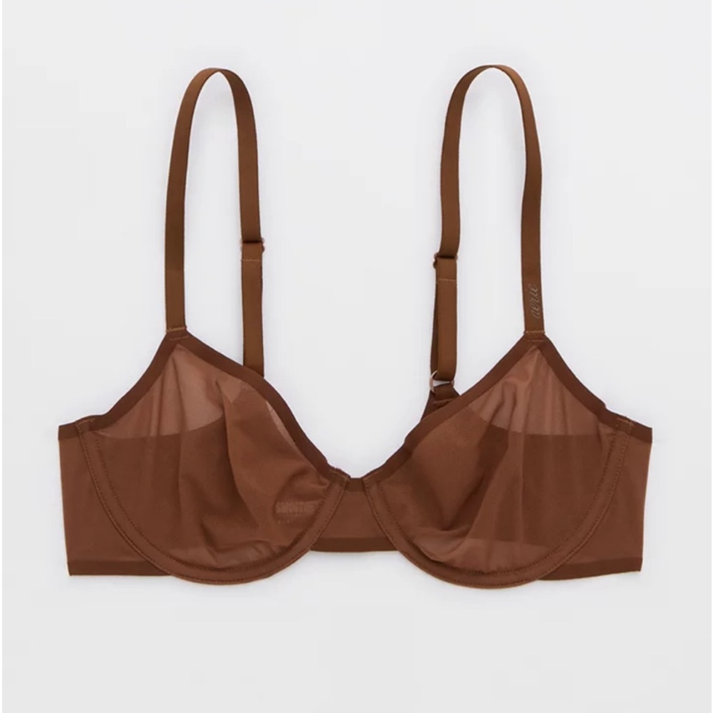 Aerie SMOOTHEZ Mesh Unlined Bra Full Coverage Brown Size 32C - Picture 1 of 6